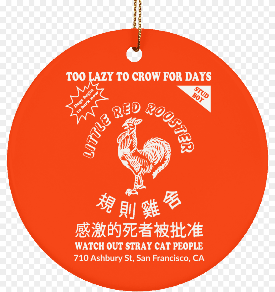 Little Red Rooster Christmas Tree Ornament Sriracha Hot Sauce, Animal, Bird, Chicken, Fowl Png
