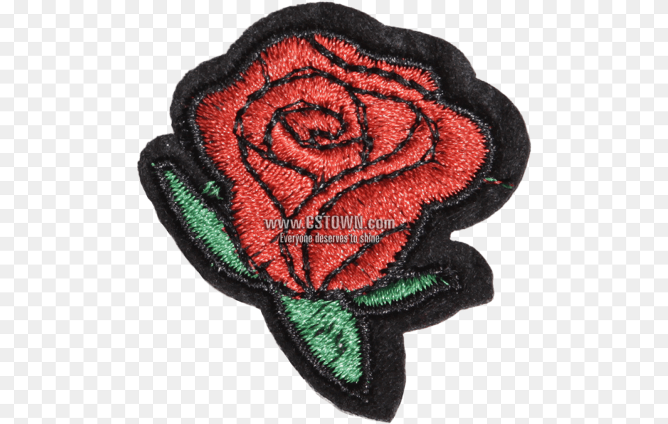 Little Red Rose With Green Leaves Embroidery Patch Embroidery, Pattern, Accessories, Flower, Plant Free Png Download
