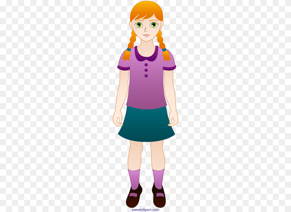 Little Redhead Girl Clipart, Purple, Clothing, Person, Skirt Png