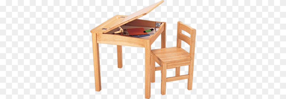 Little School Desk And Chair, Furniture, Plywood, Table, Wood Png Image