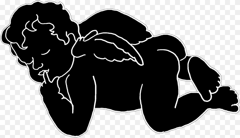 Little Sleeping Angel Transparent Sleeping Silhouette, Stencil, Baby, Person, Face Png