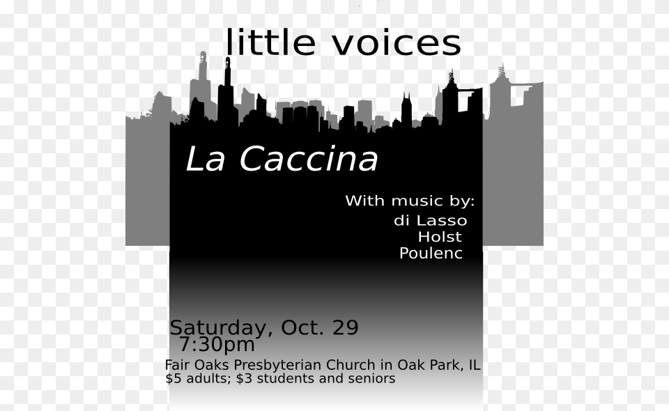 Little Voices Concert Program Clip Art City Skyline Silhouette, Advertisement, Poster, Text Free Png