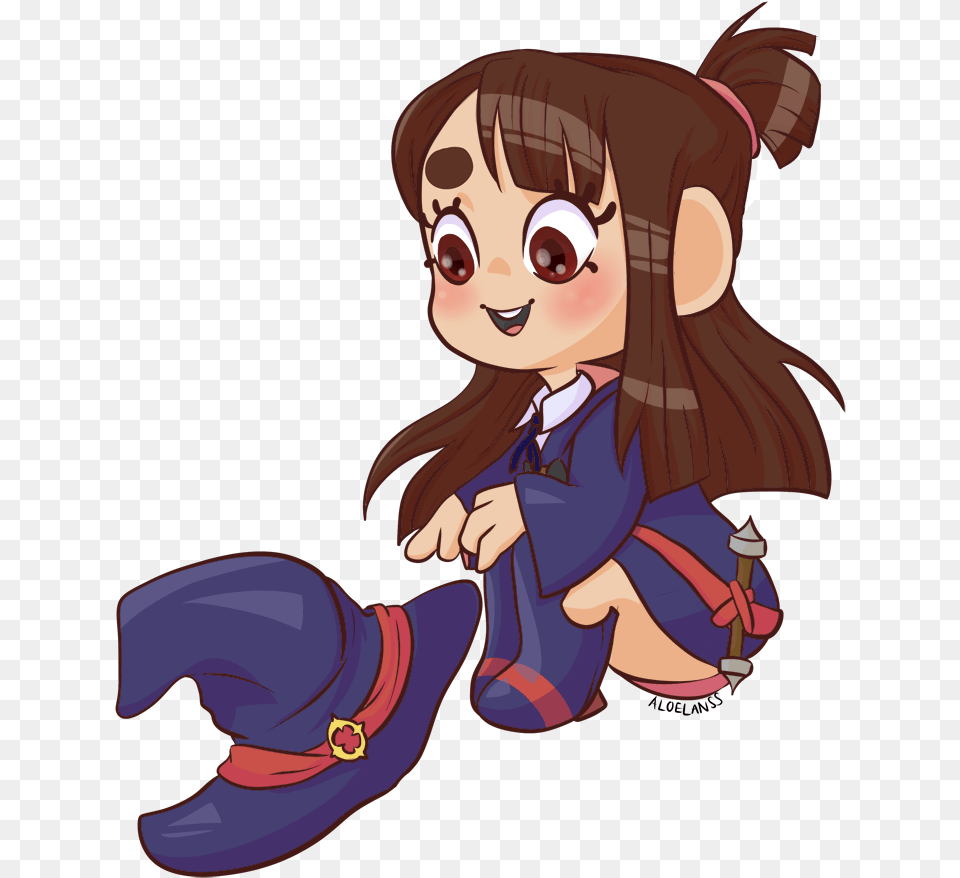 Little Witch Academia Akko Hereready As A Sticker Cartoon, Book, Comics, Publication, Baby Png