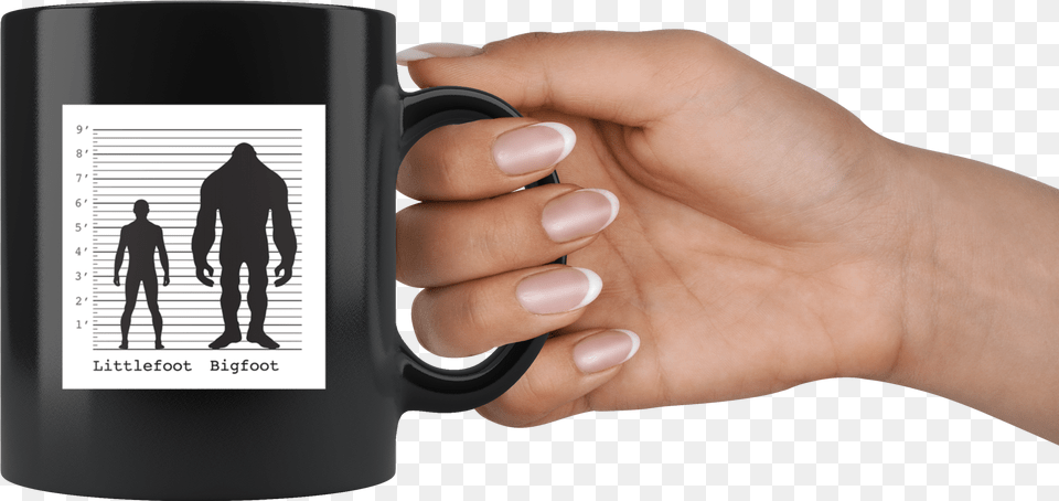 Littlefoot Bigfoot Mugclass Hand Holding Cup, Body Part, Finger, Person, Beverage Png Image