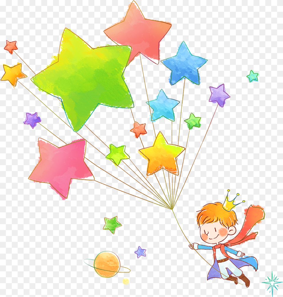 Littleprince Planet Prince Crown Star Balloons Balloon Cartoon, Person, Leaf, Plant, Face Free Transparent Png