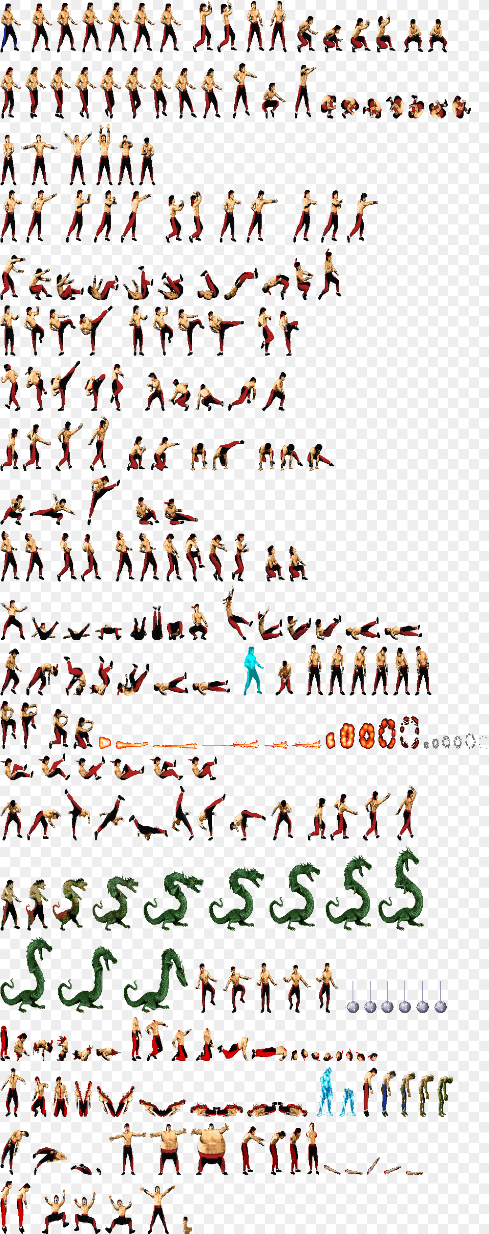 Liu Kang By Handtoeknee Mortal Kombat Sprite Sheets, Person, Text, People Free Png Download