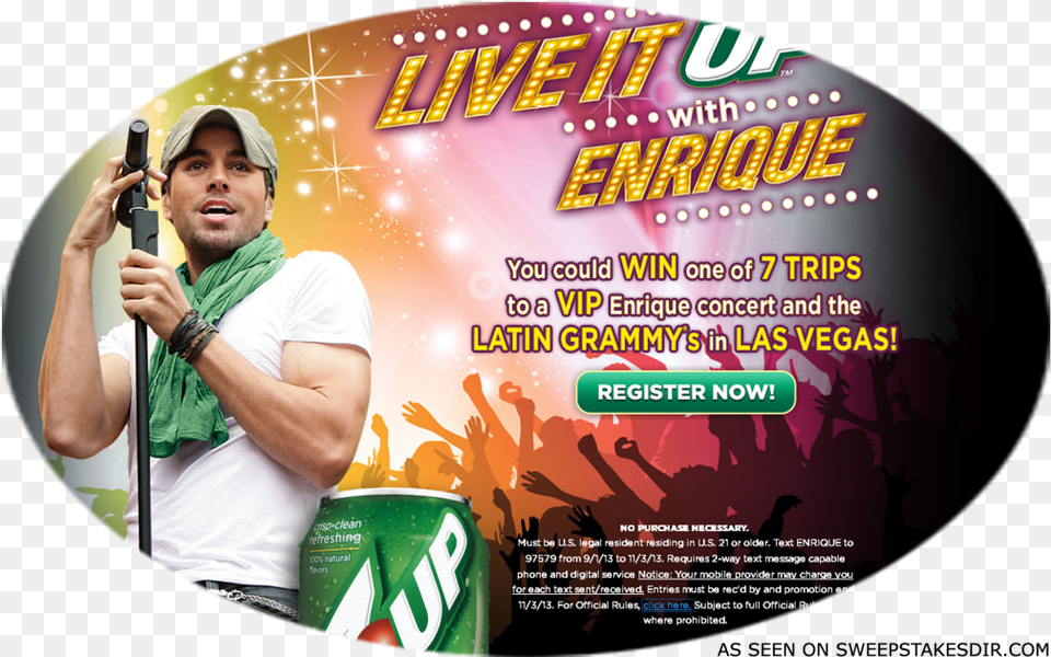 Live It Up With Enreque Sweepstakes Poster, Advertisement, Adult, Person, Man Png Image