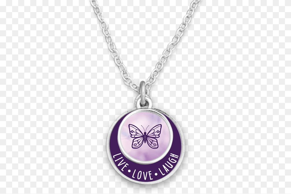 Live Laugh Love Butterfly Double Circle Necklace Locket, Accessories, Jewelry, Pendant Free Png Download