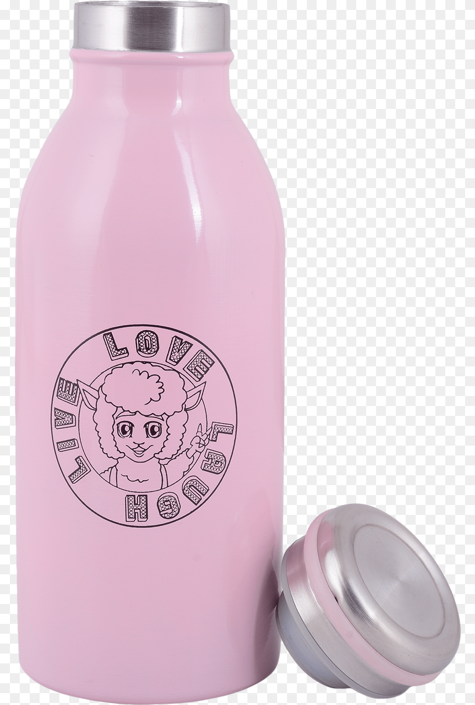 Live Love Laugh Bottle Water Bottle, Jar, Face, Head, Person Png Image