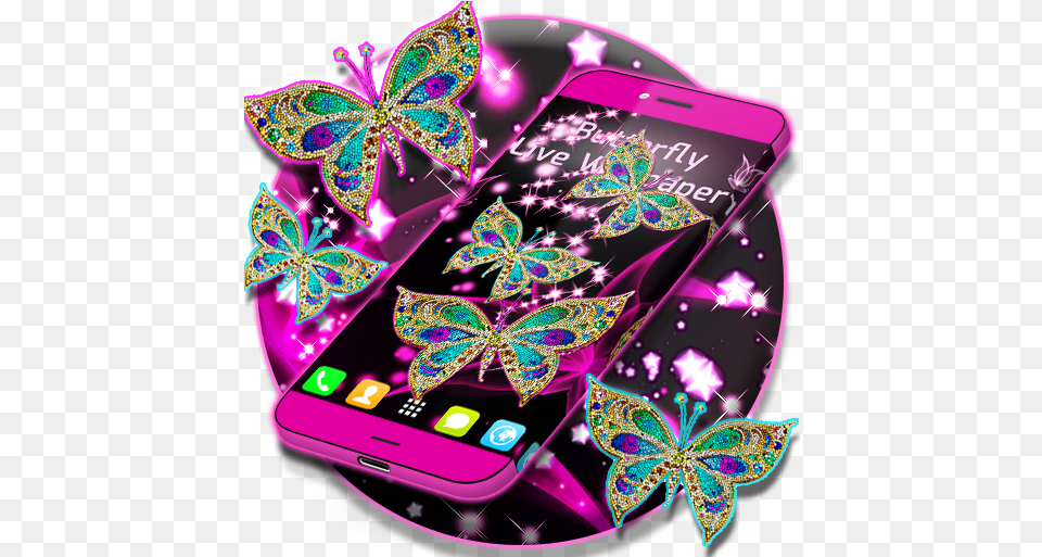 Live Wallpaper With Butterflies Apps On Google Play Girly, Electronics, Mobile Phone, Pattern, Phone Png