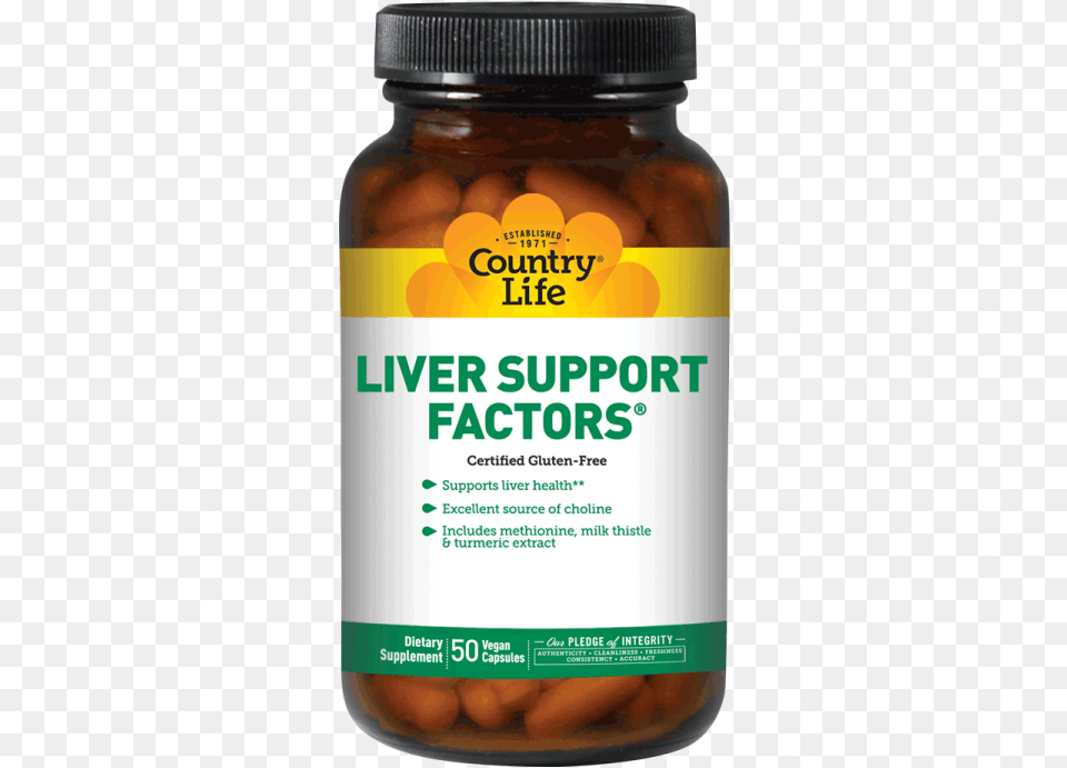 Liver Support Factors Country Life B Complex, Bottle, Cosmetics, Perfume Png Image