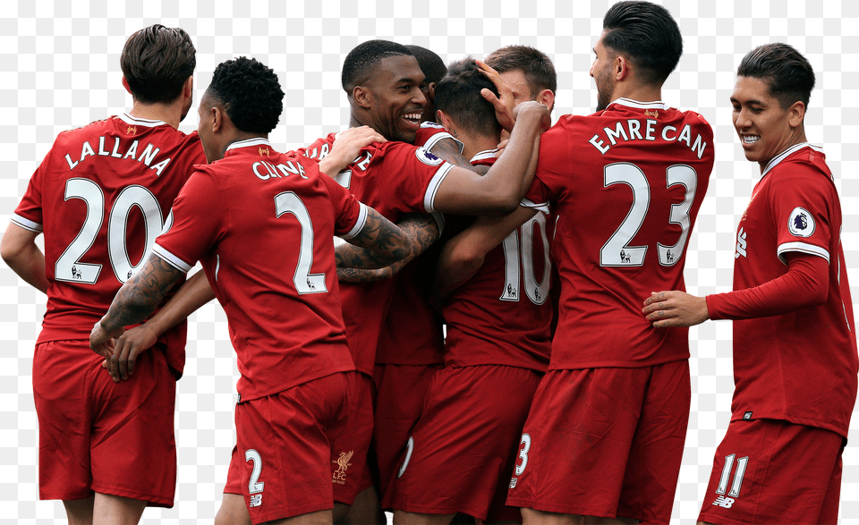 Liverpool Players Celebrating Render Liverpool 17 18 Celebration, Person, People, Adult, Crowd Free Png Download