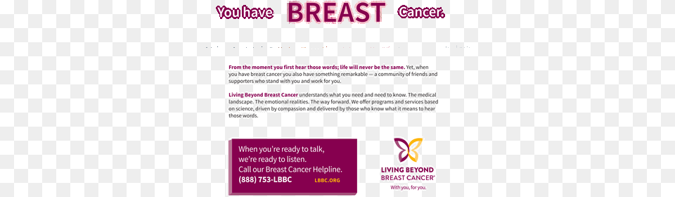 Living Beyond Breast Cancer, Advertisement, Poster, Purple, Text Free Png