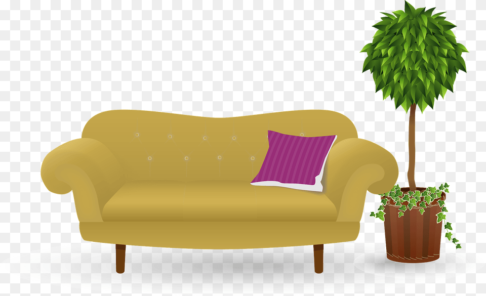 Living Room Set Up Clipart, Couch, Furniture, Plant, Potted Plant Png