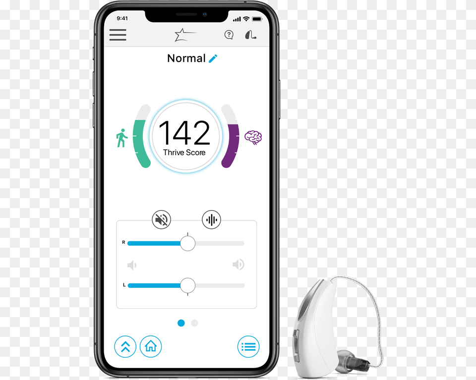 Livio Ai Hearing Aid Next To An Iphone X Running The Starkey Livio, Electronics, Mobile Phone, Phone, Headphones Free Transparent Png