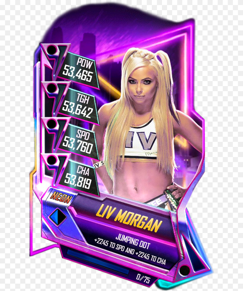Livmorgan S5 23 Neon Neon Card Wwe Supercard, Adult, Female, Person, Woman Free Transparent Png