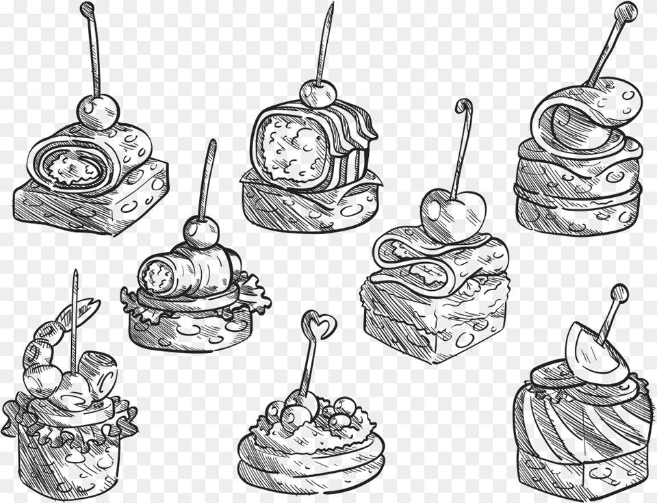 Livre Mo Desenhada Canapes Vetores Hand Drawn Canape, Accessories, Earring, Jewelry, Silver Free Png Download