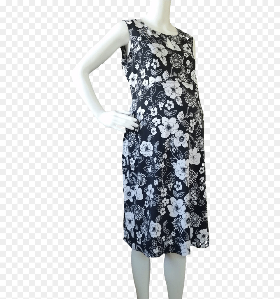 Liz Lange Maternity Black Amp White Floral Print Shift Day Dress, Clothing, Evening Dress, Formal Wear, Adult Png Image