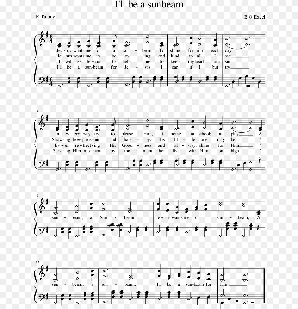 Ll Be A Sunbeam Sheet Music, Gray Png