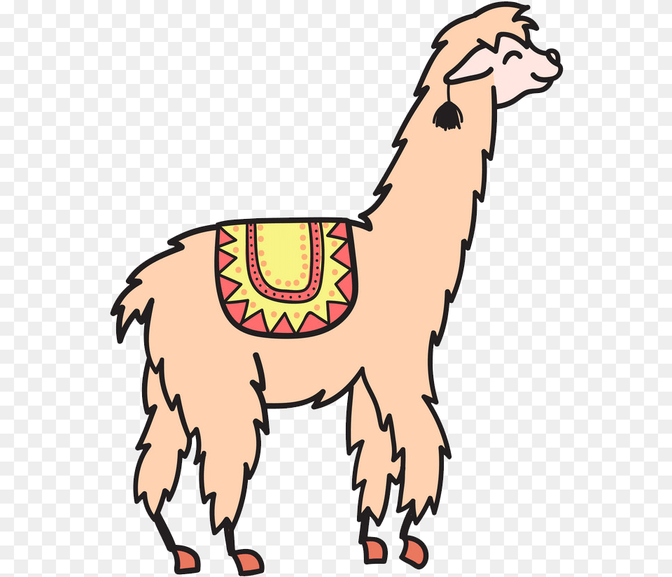 Llama Clipart Clipartworld Animal Llama With Blanket Cute Drawing, Mammal, Adult, Female, Person Free Png Download