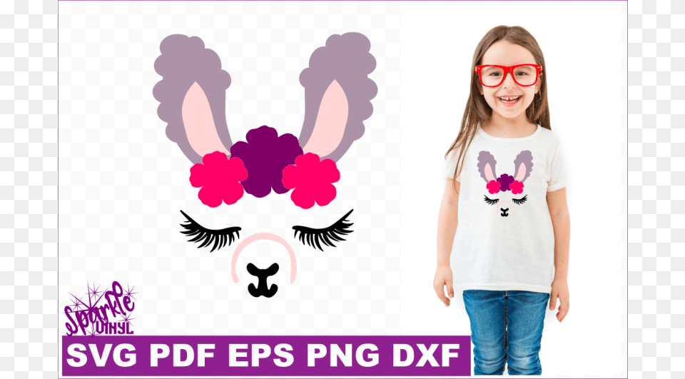 Llama Face Svg T-shirt, Clothing, Person, Child Free Png