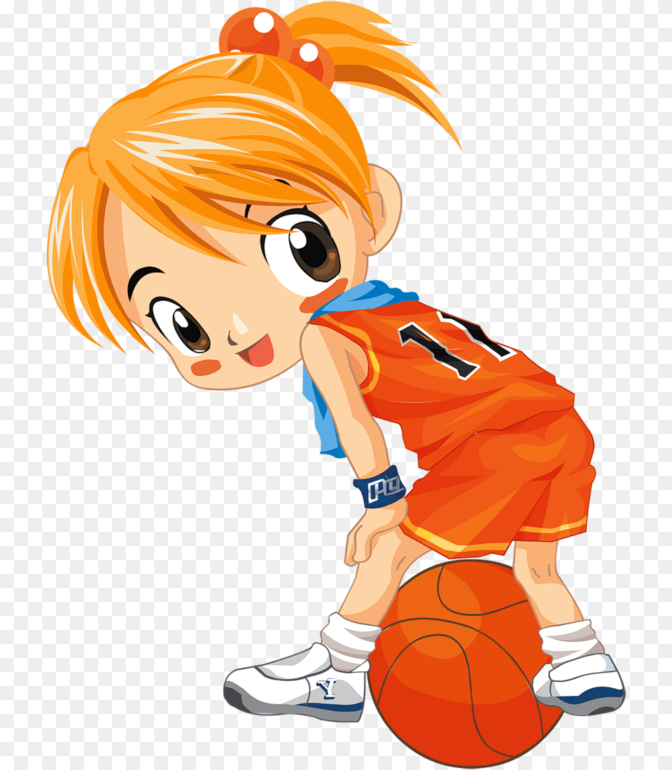 Lminas Infantiles Y Para Adolescentes Cute Basketball Girl Clipart, Baby, Person, Book, Publication Free Png