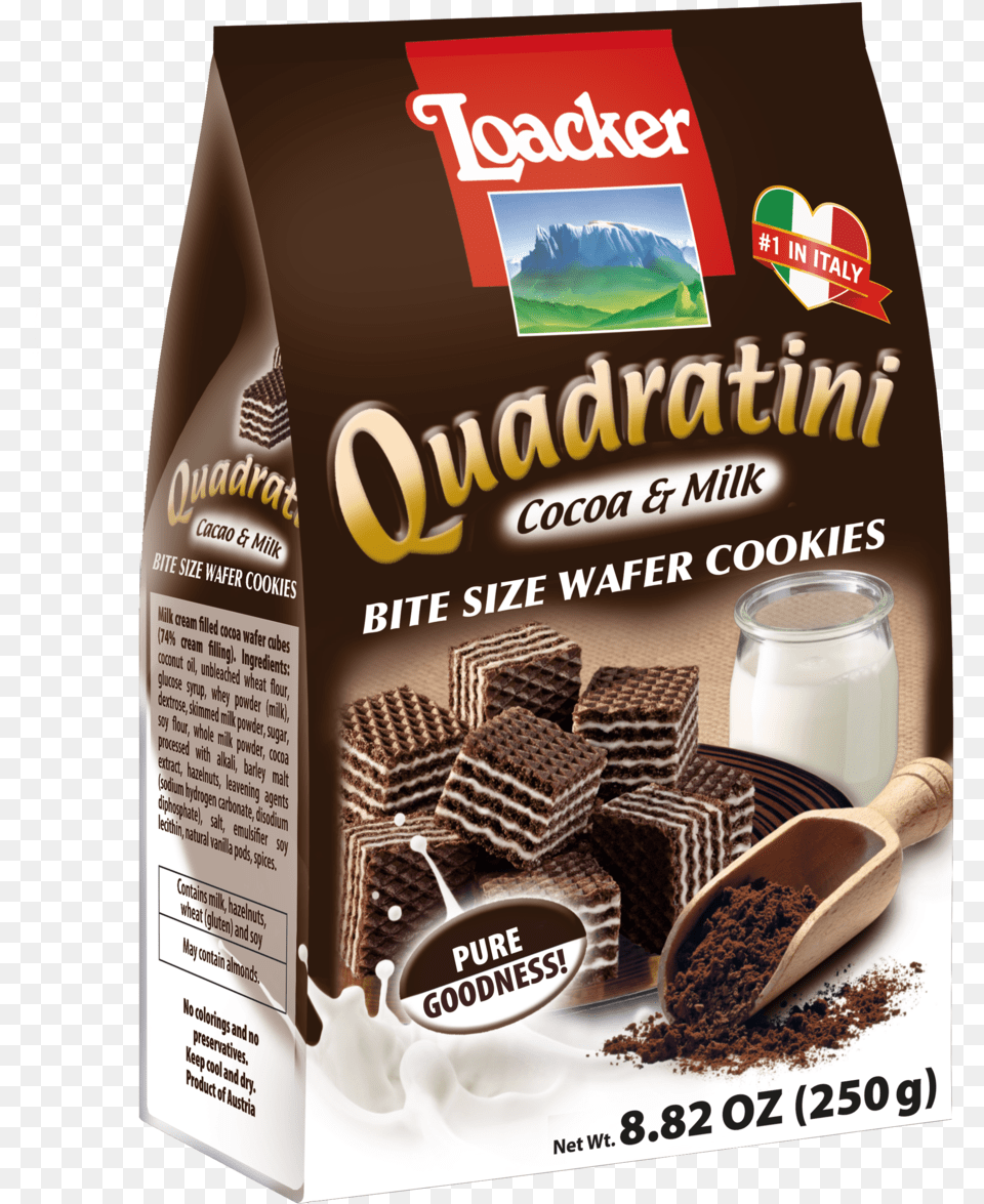 Loacker Quadratini Dark Chocolate, Cocoa, Dessert, Food, Sweets Free Transparent Png