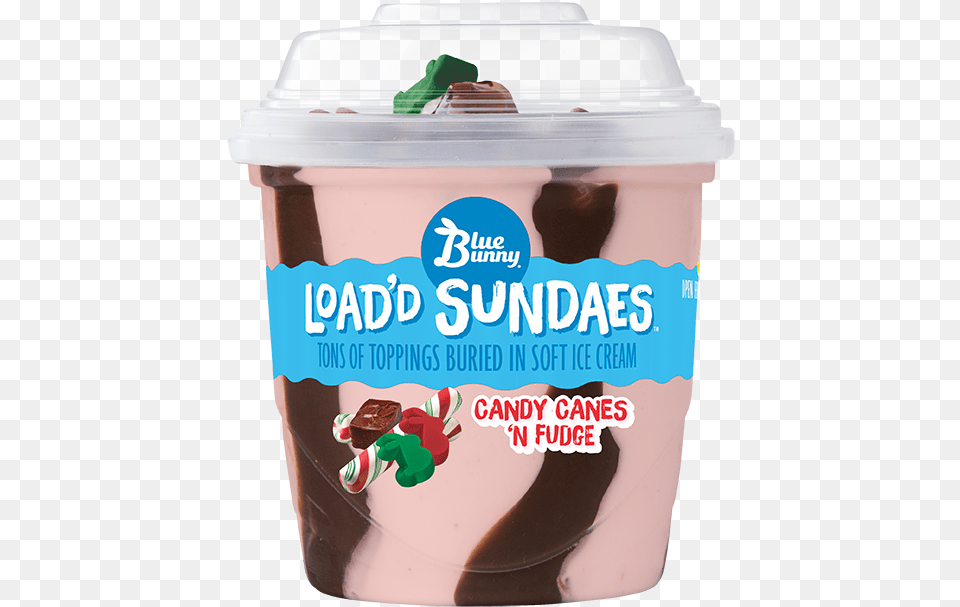 Load D Sundae Cany Canes N Blue Bunny Load D Sundaes, Cream, Dessert, Food, Ice Cream Png Image