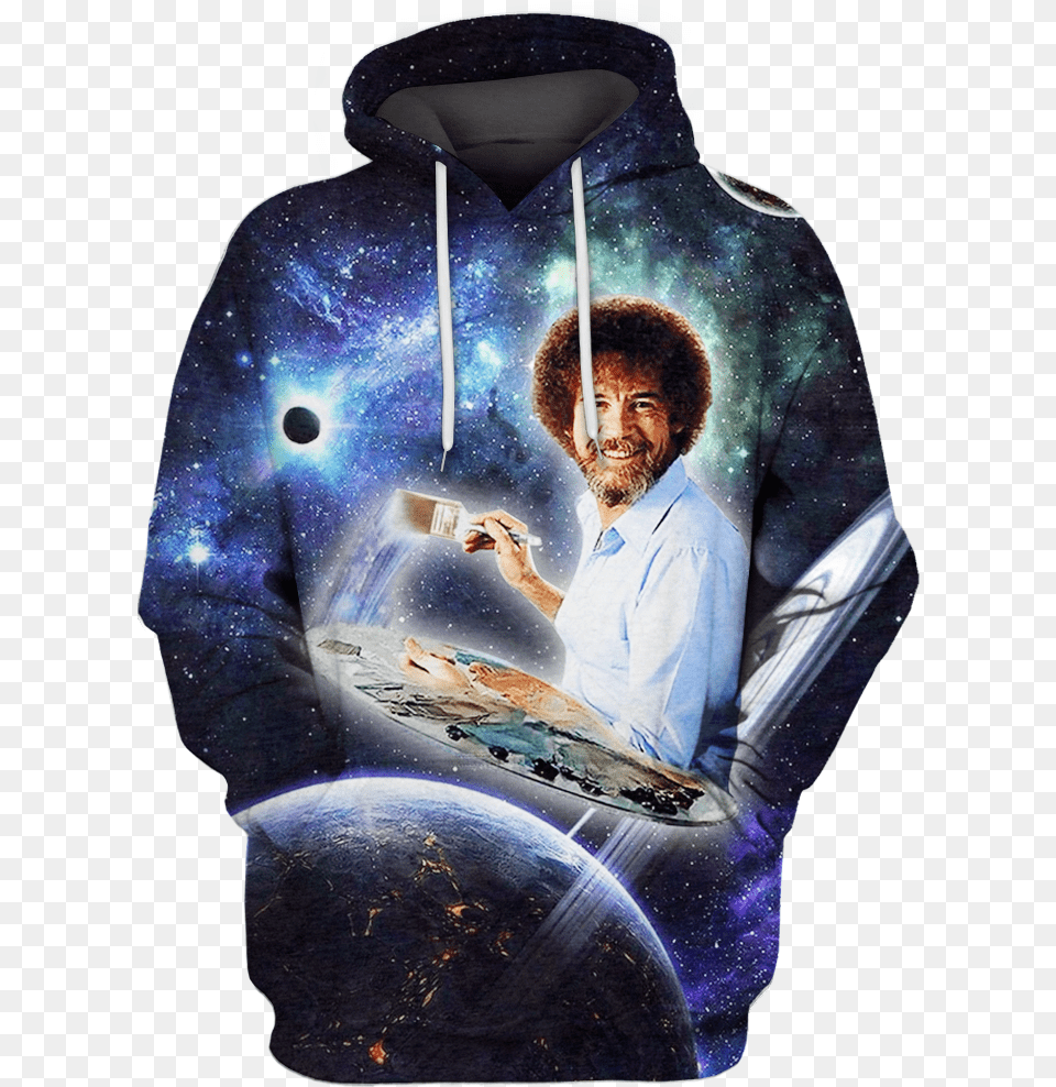 Load Image Into Gallery Viewer 3d Bob Ross Painting Galaxy Bob Ross Shirt, Sweatshirt, Clothing, Coat, Sweater Free Png
