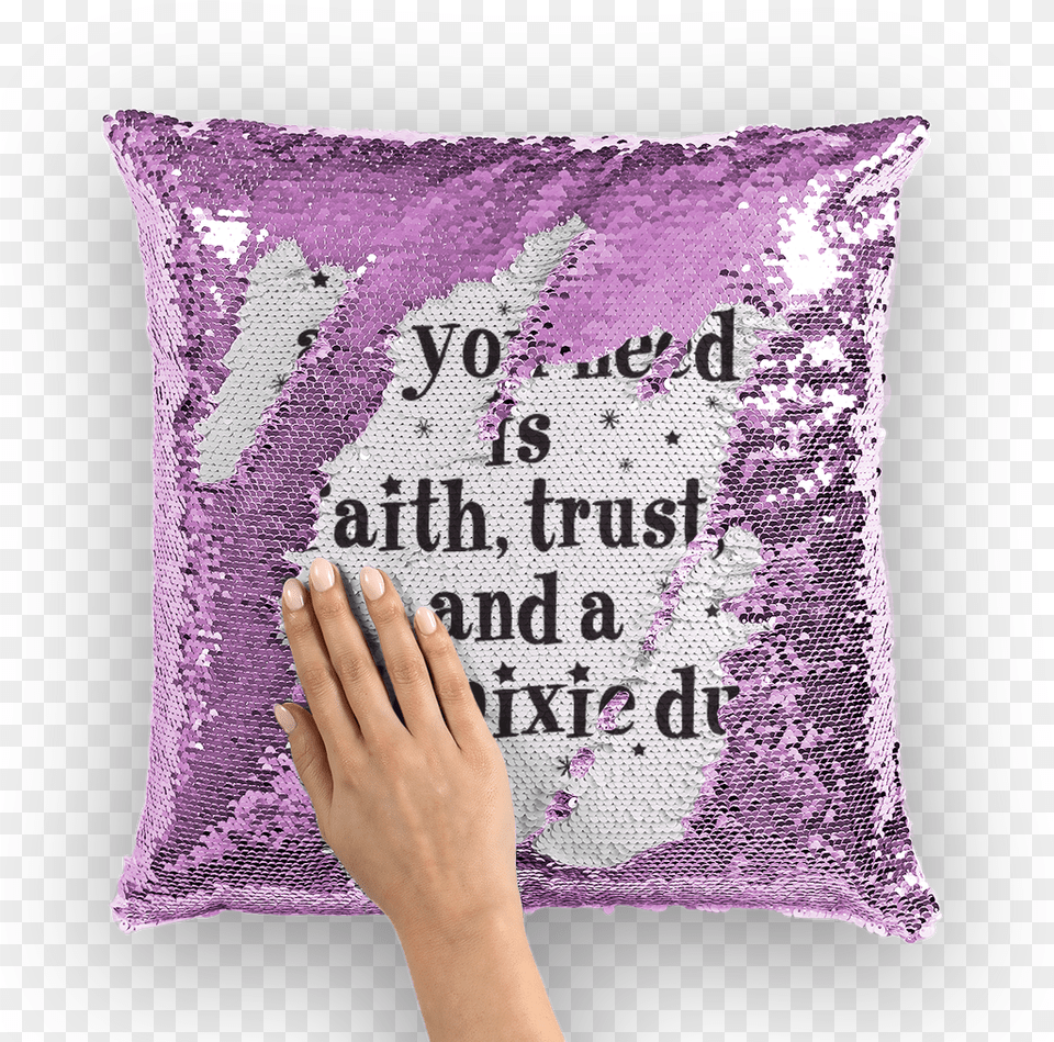 Load Image Into Gallery Viewer Faith Trust And Pixie Sequin Pillow With Face, Cushion, Home Decor Free Png