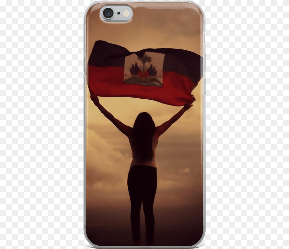 Load Image Into Gallery Viewer Haitian Flag Iphone Woman With Haitian Flag, Adult, Female, Person, Back Free Png