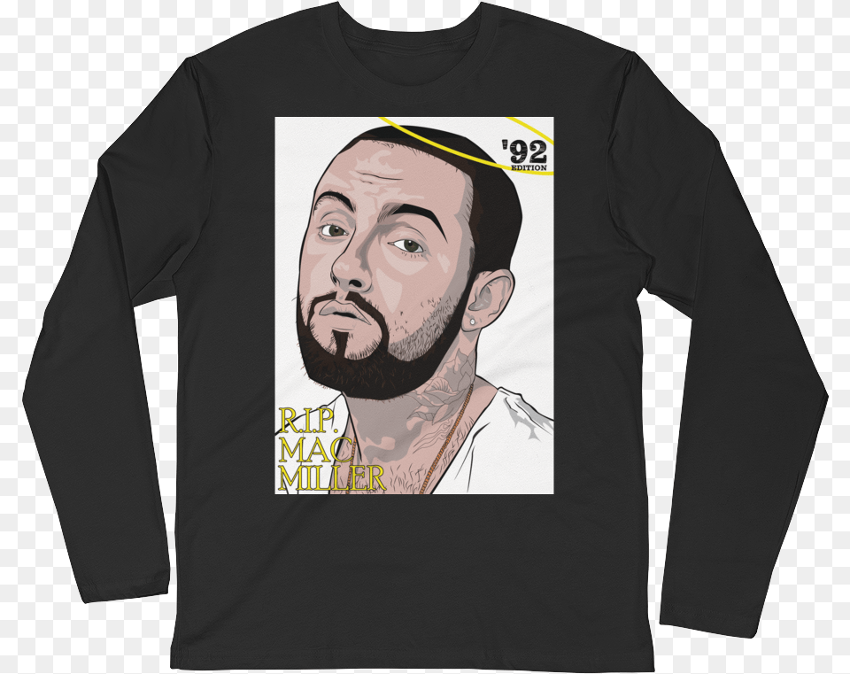Load Image Into Gallery Viewer Mac Miller Long Sleeve Long Sleeved T Shirt, Adult, Person, Man, Male Free Png