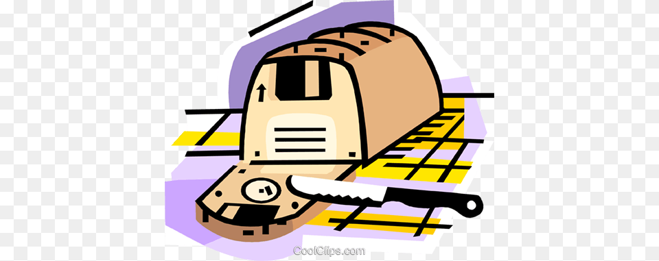 Loaf Of Bread With Sliced Disks Royalty Vector Clip Art, Bulldozer, Machine, Railway, Train Free Png