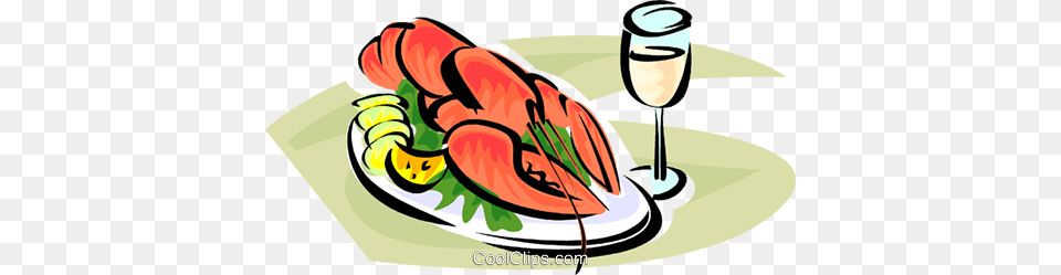 Lobster On A Plate Royalty Vector Clip Art Illustration, Food, Meal, Seafood, Dish Png Image