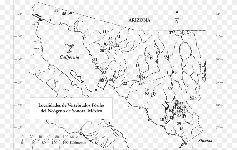 Localidades De Vertebrados Fsiles Del Negeno De Sonora Map, Chart, Plot, Outdoors, Nature Free Transparent Png