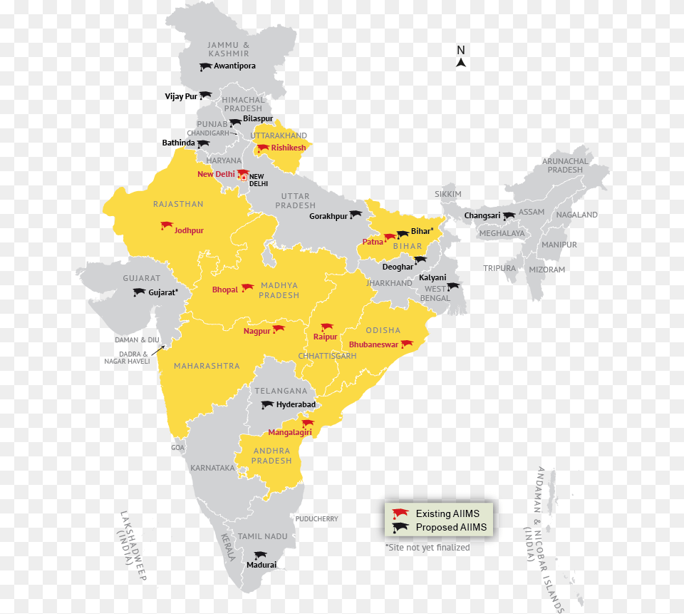 Location Map Of All India Institute Of Medical Science India Map, Atlas, Chart, Diagram, Plot Free Png