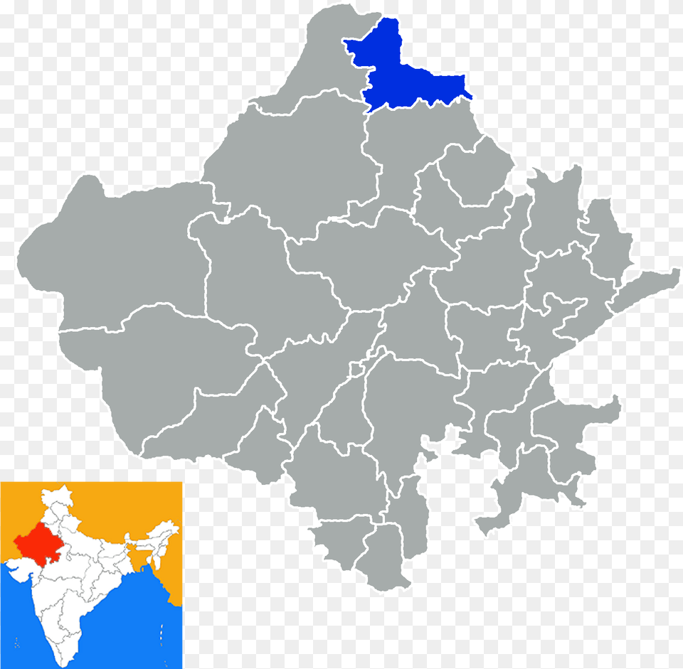 Location Of Hanumangarh District In Rajasthan Jaipur In Rajasthan Map, Atlas, Chart, Diagram, Plot Free Transparent Png
