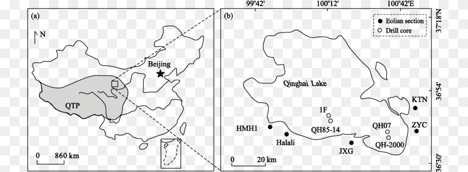 Location Of Qinghai Lake A And The Study Diagram, Cartoon Png Image