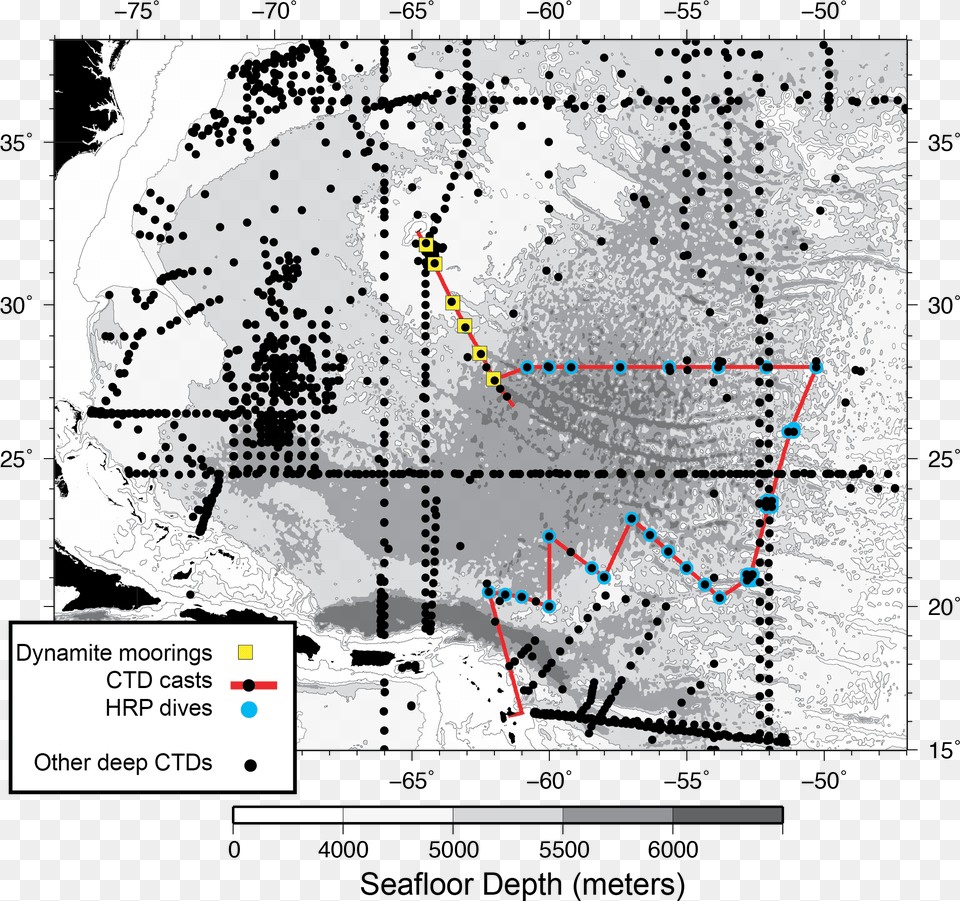 Locations Of The Dynamite Moorings And Microstructure, Chart, Plot Free Png