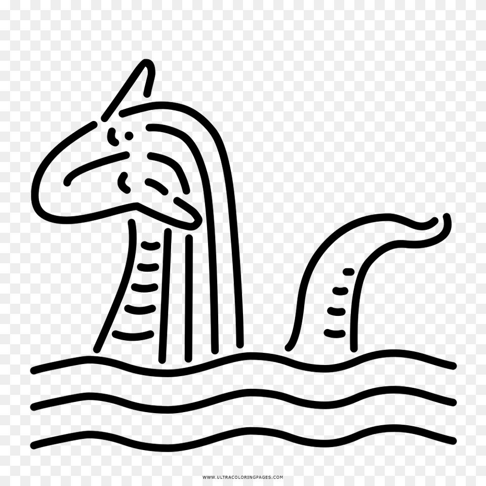 Loch Ness Monster Coloring, Gray Free Png