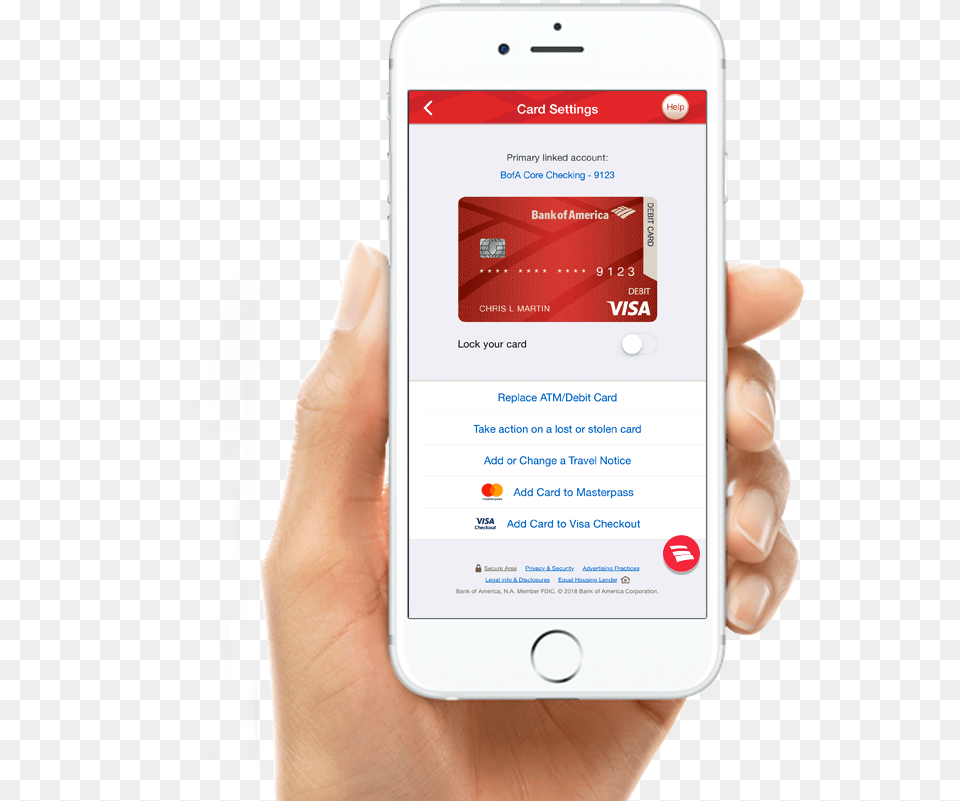 Lock Bank Of America Credit Card, Electronics, Mobile Phone, Phone, Credit Card Free Png