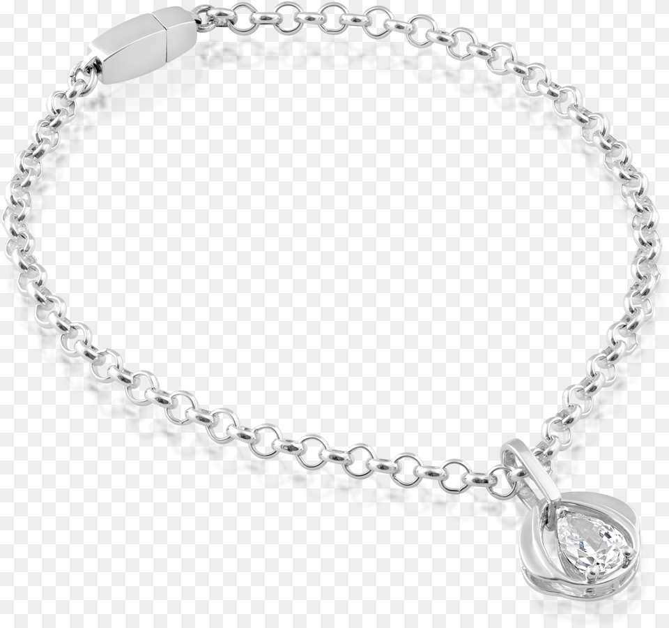 Locking Sterling Silver Chain Bracelet With Sparkling Bracelet, Accessories, Jewelry, Necklace Free Png