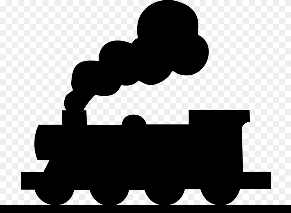 Locomotive Railroad Silhouette Train Transportation Cricut, Gray Png Image