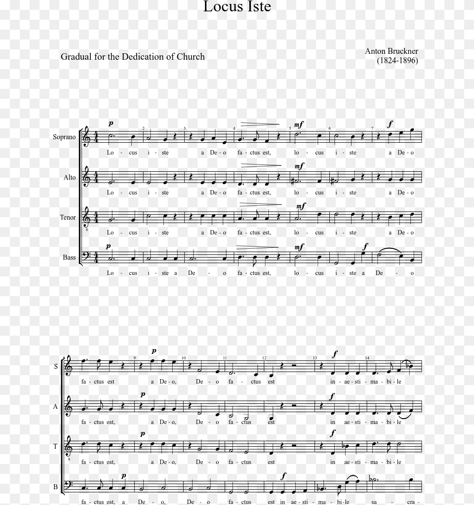 Locus Iste Sheet Music Composed By Anton Bruckner 1 Bruckner Locus Iste Pdf Download, Gray Png Image