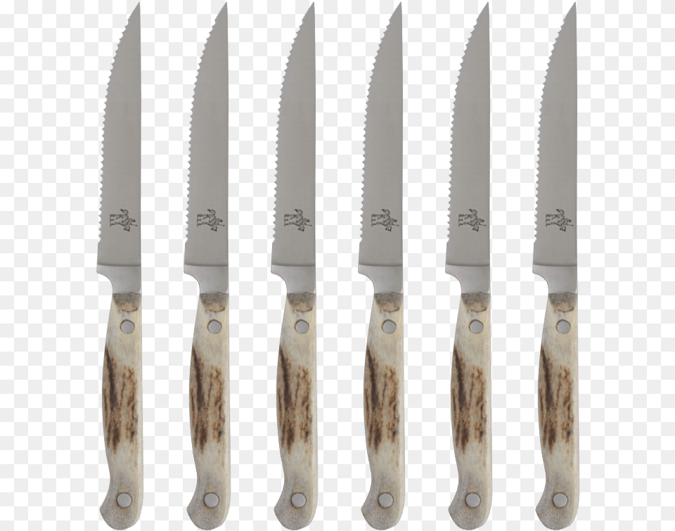 Lodge Style Steak Knife 6 Pack With Leather Pouch Hunting Knife, Cutlery, Blade, Weapon Png