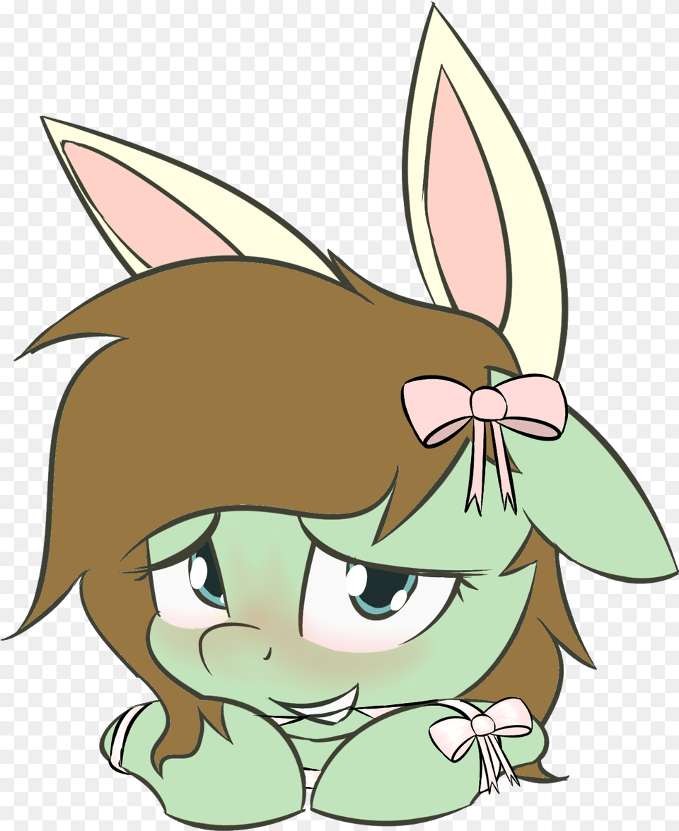 Lofis Bedroom Eyes Biting Blushing Bow Bunny Ears Cartoon, Book, Comics, Publication, Animal Png Image