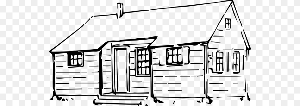 Log Cabin House Cottage Rustic Cartoon, Gray Free Png Download