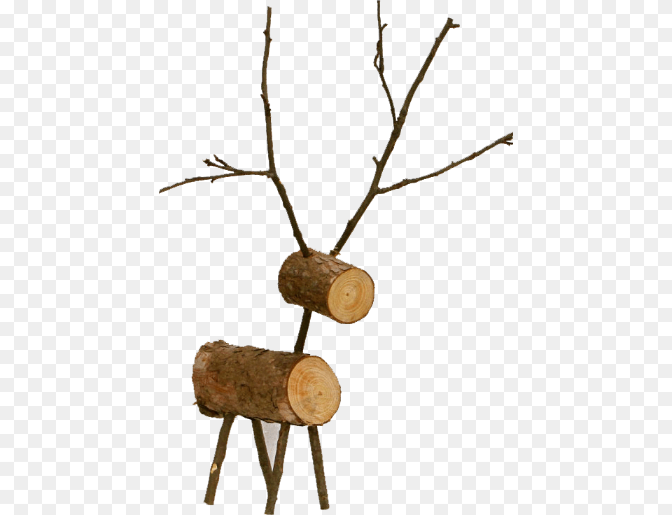Log Reindeer1 Mini Wooden Christmas Reindeer, Plant, Tree, Tree Trunk, Wood Free Png Download