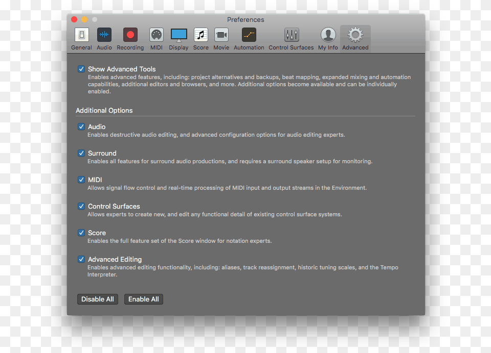 Logic Pro X Advanced Features Enabled Logic Pro X Hintergrundfarbe Ndern, File, Monitor, Computer Hardware, Electronics Free Png
