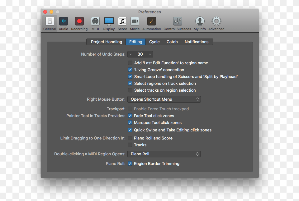 Logic Pro X General Preferences Editing Android Organized Packages, File, Webpage, Computer Hardware, Electronics Png